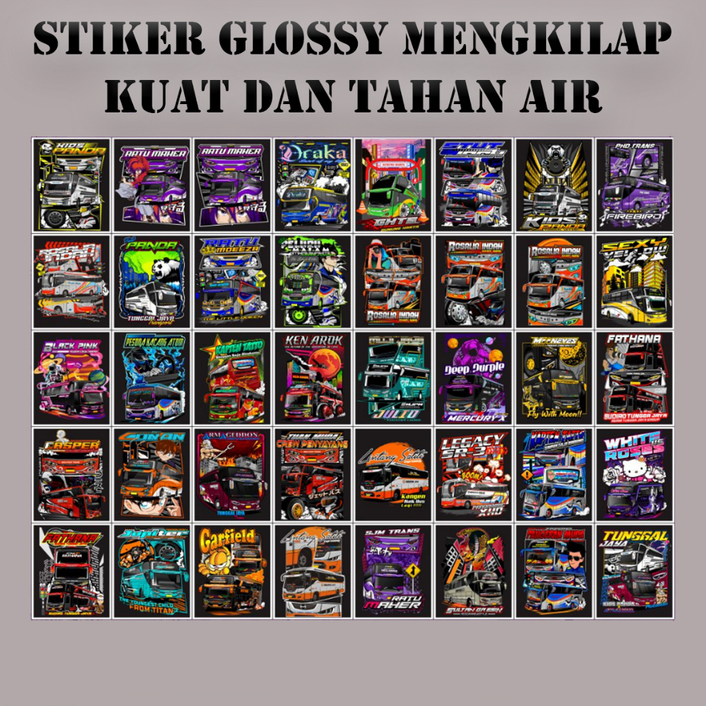 Jual Cetak Stiker Bus Basuri Viral A4 Glossy Mengkilap Anti Air ...