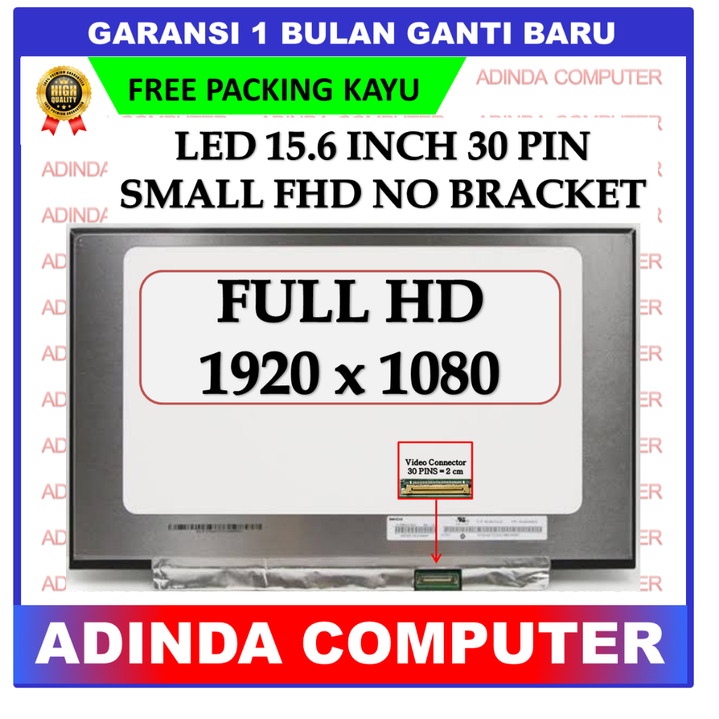 Écran LCD LED 15.6 Pouces (NT156FHM-N62 V8.1) - 350mm, 30 Broches, Full HD, Pour Remplacement