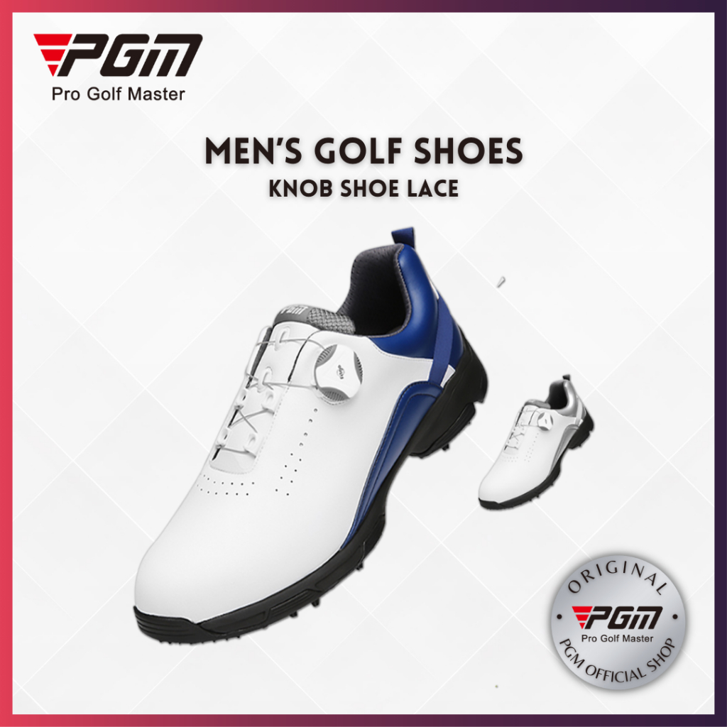 Jual PGM Mens Golf Shoe FITGO Knob Lace Golf Men Shoes Waterproof Anti ...