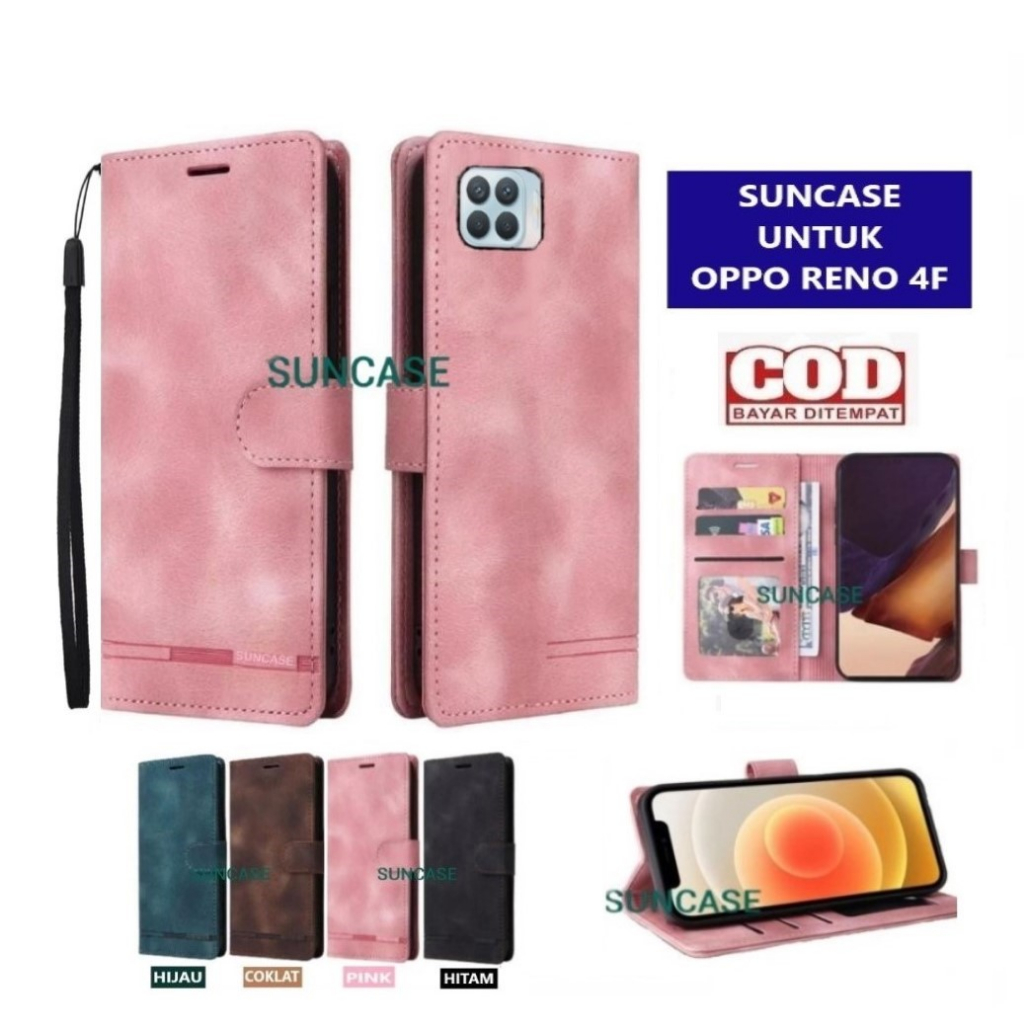Jual Casing OPPO RENO 4F model flip buka tutup case kulit ada tempat ...