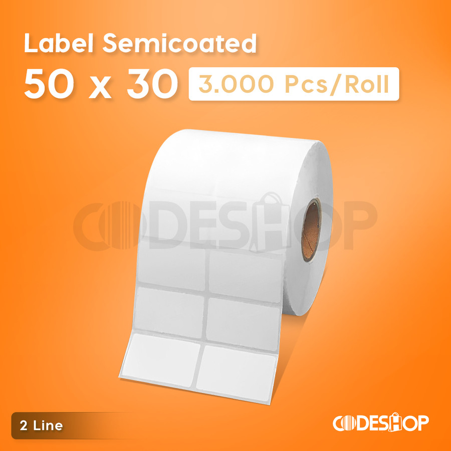 Jual LABEL SEMICOAT 50X30 ISI 3000 PCS STIKER BARCODE SEMICOATED 50MM X ...