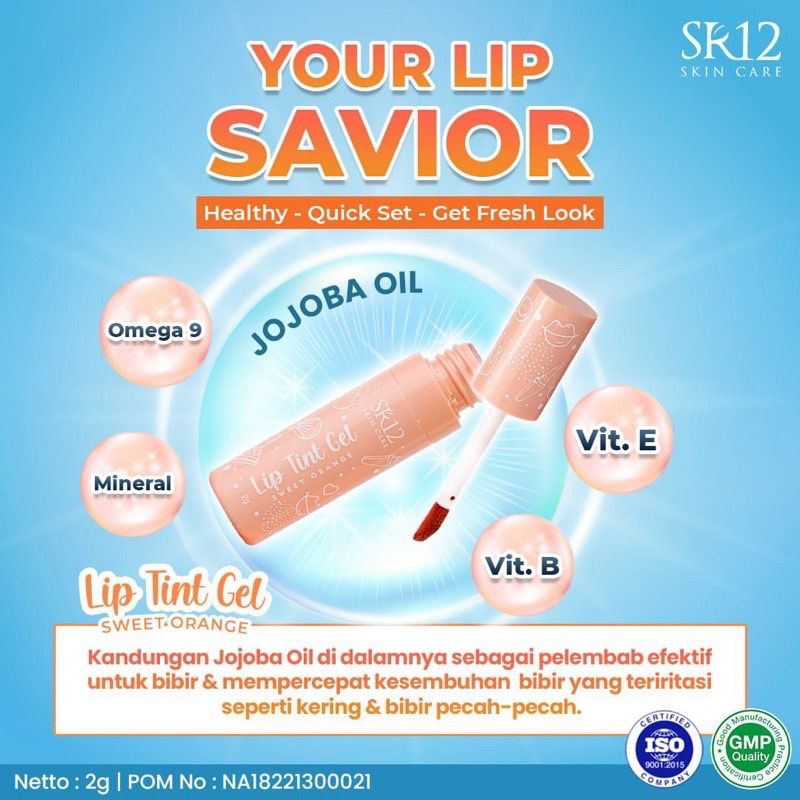 Jual SR12 Skincare Lip Tint Gel Sweet Orange Kosmetik Lipstik Pewarna