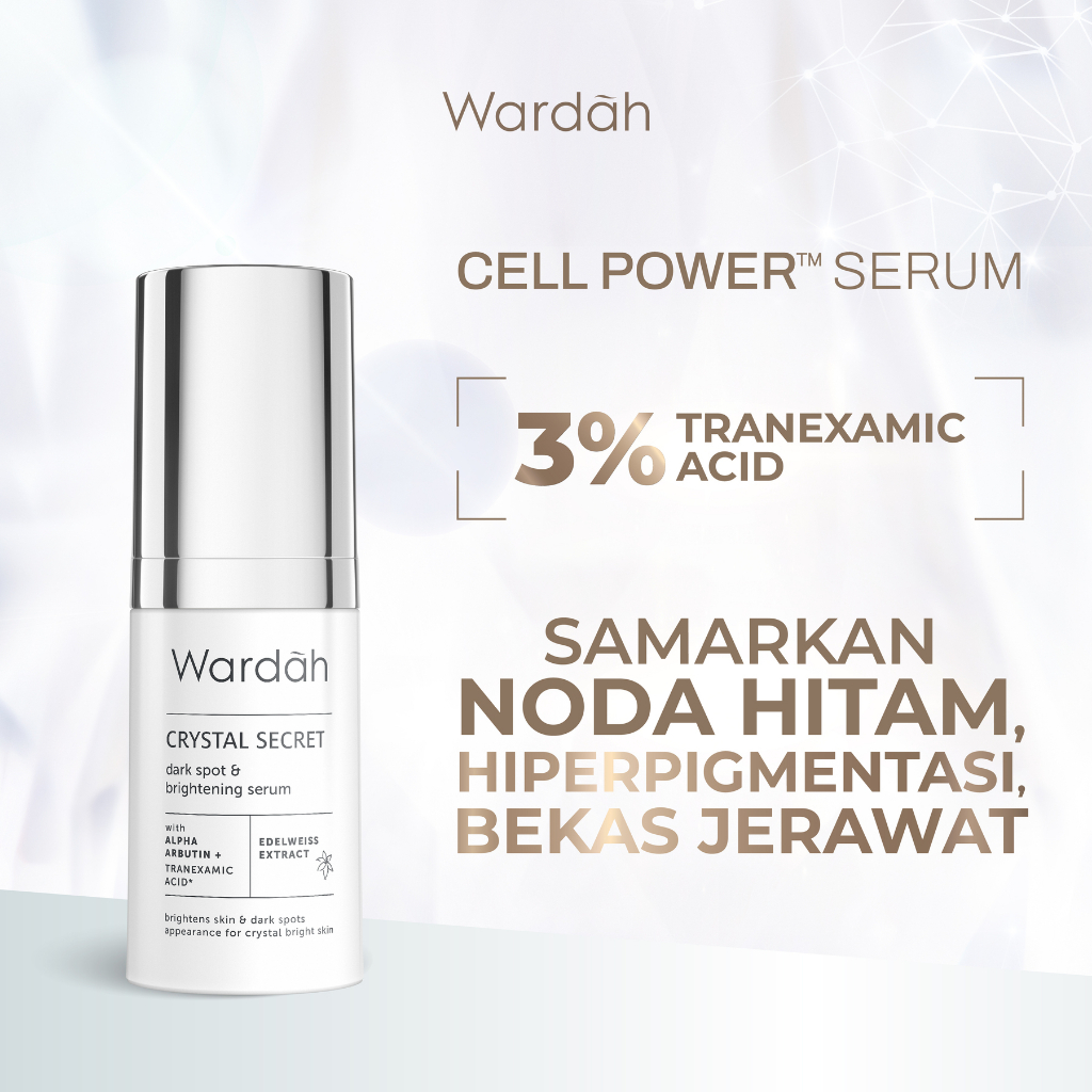 Wardah Crystal Secret Dark Spot & Brightening Serum 20 ml - Serum dengan Ekstrak Edelweiss - Mencerahkan dan Menyamarkan Flek Hitam - Untuk Semua Jenis Kulit