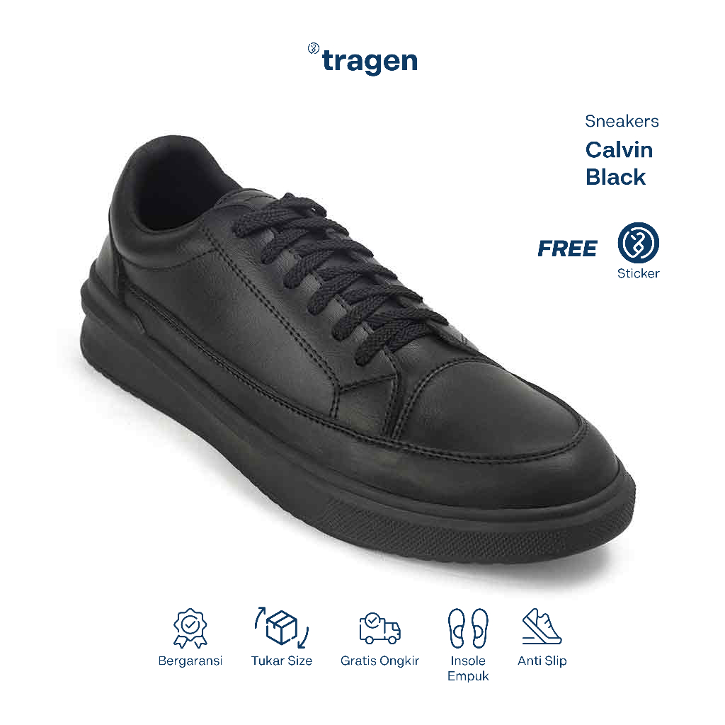 Jual Tragen Footwear Calvin Full Black Sepatu Sneakers Casual Pria 40 Shopee Indonesia 5073