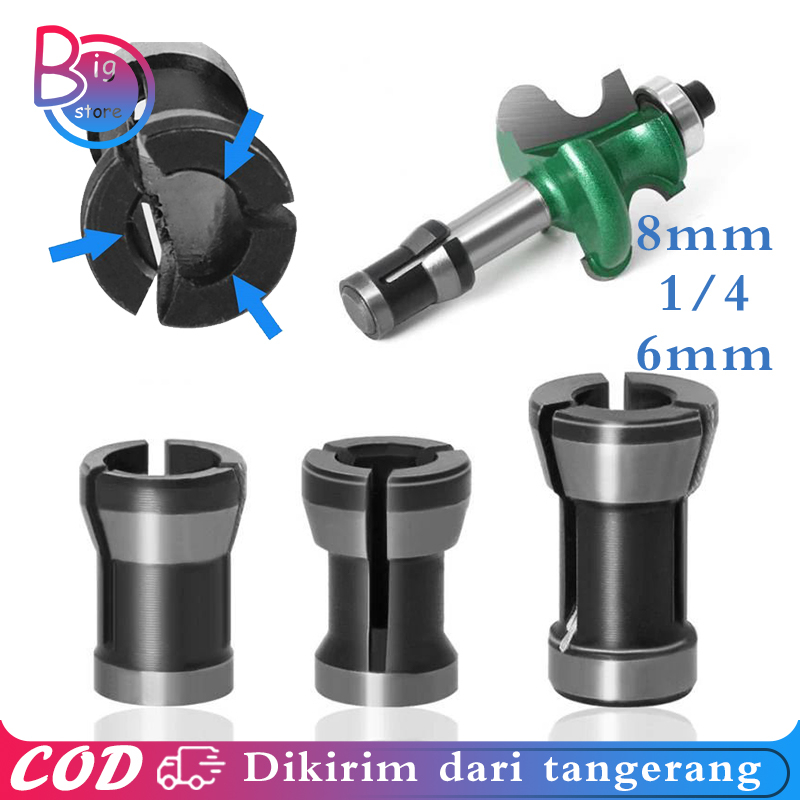 Jual 3pcs Adapter Collet Chuck 6/6.35/8mm Collet Chuck Collet Chuck ...