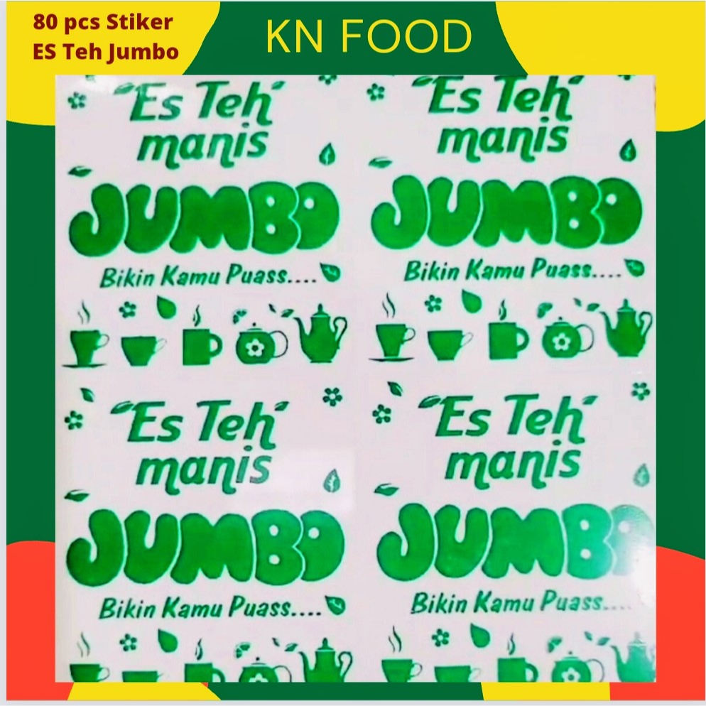 Jual Stiker label nama cup es teh jumbo 80 pcs stiker es teh jumbo