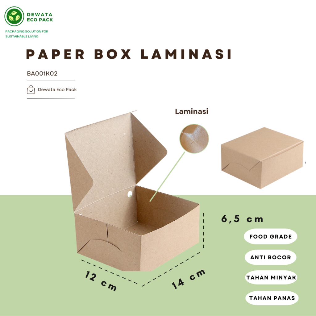 Jual Paper Snack Box Laminasi 14x12x6.5cm BA1K2 / Kotak Snack / Box ...