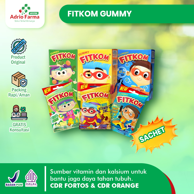 Jual FITKOM GUMMY - 1 SACHET - KUNING / BIRU / HIJAU - Multivitamin ...