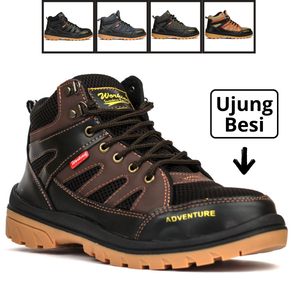 Jual Sepatu Safety Pria Shoes Kerja Proyek Septi Septy Sefty Boots Boot Ujung Besi W03 Gunung