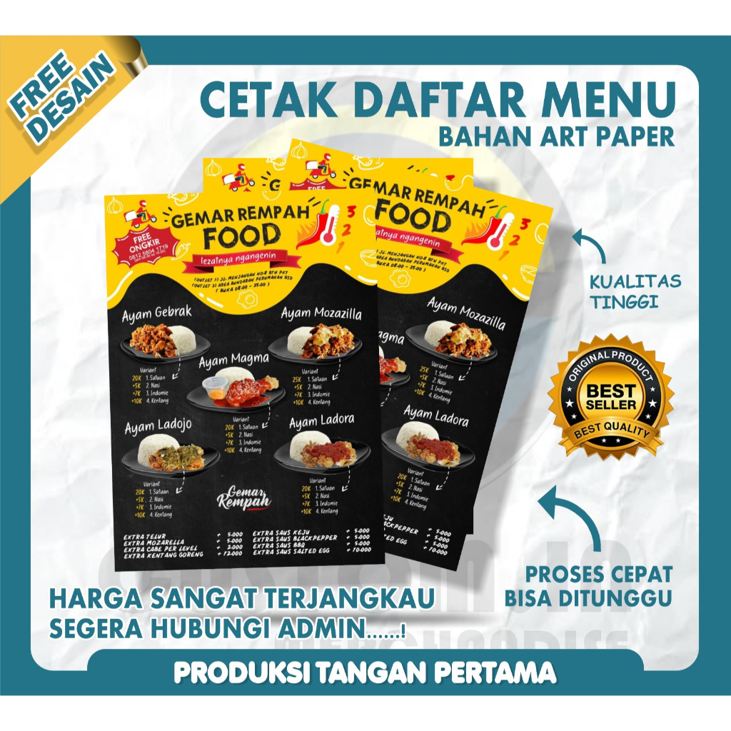 Jual CETAK DAFTAR MENU / BUKU MENU RESTO CAFE RUMAH MAKAN MAKANAN ...