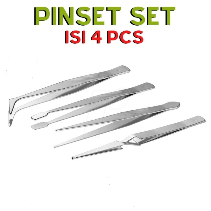 Jual SET 4 PCS 4 IN 1 PINSET STAINLESS PINGSET MINI SET ALAT JEPIT TANAMAN AQUASCAPE AQUARIUM