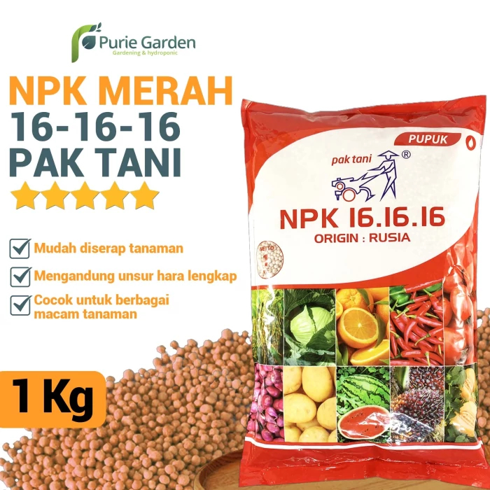 Jual Pupuk NPK Merah Sayuran & Buah Pak Tani 16 16 16 Ori Rusia Kemasan ...