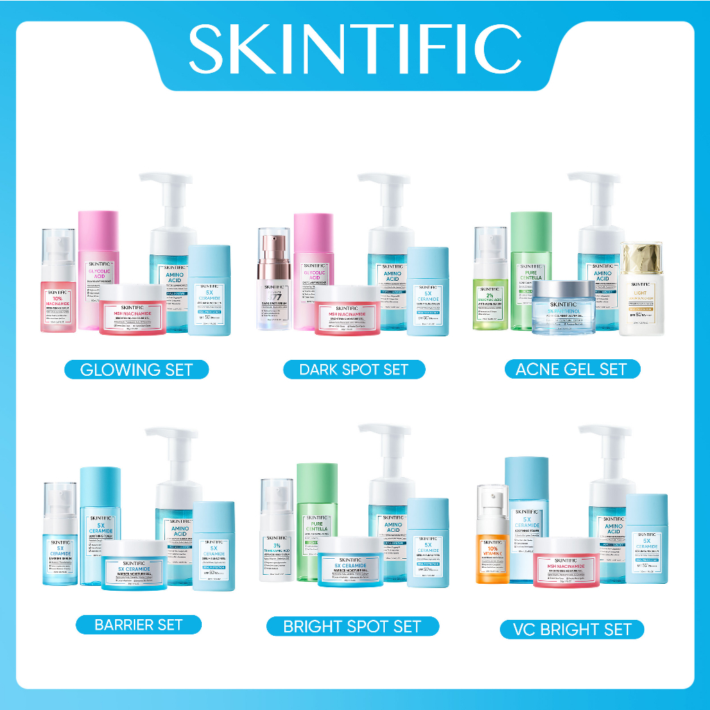 Jual SKINTIFIC 5pcs with sunscreen Paket Skincare Low pH Cleanser
