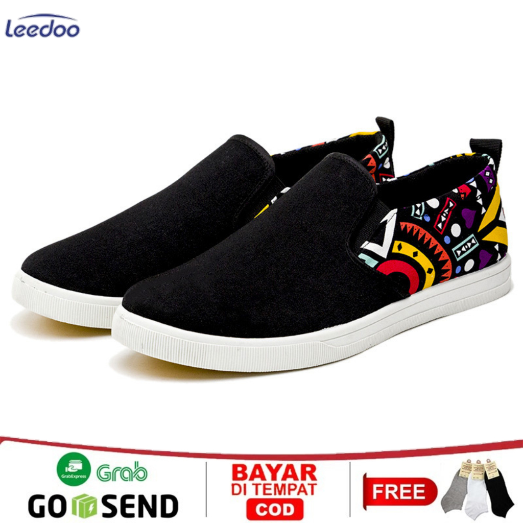 Jual Leedoo Sepatu Kanvas Pria Sepatu Slip On Patterns Sepatu Slop Cowok Casual Kekinian Mc315