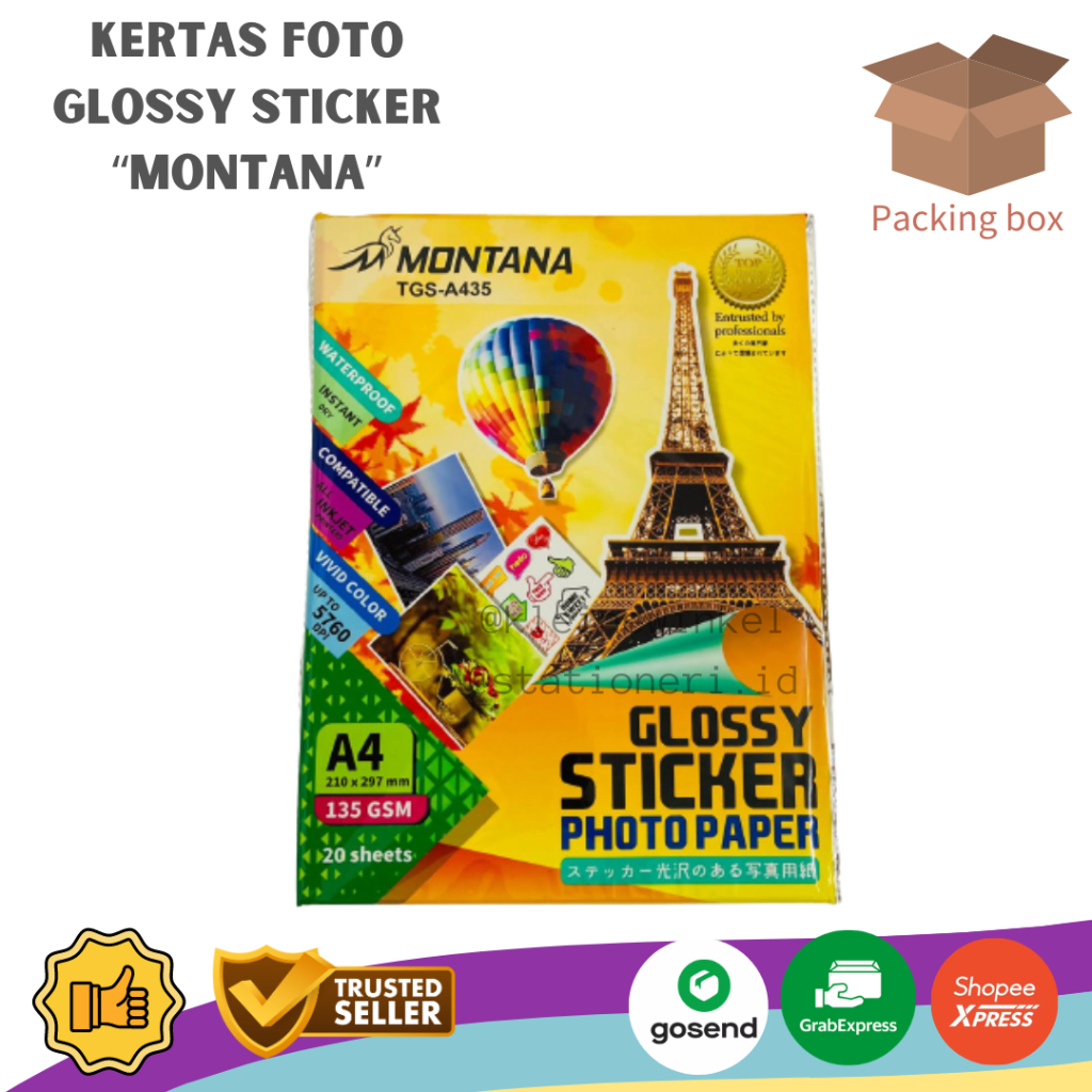 Jual Kertas Sticker Foto Glossy Sticker Photo Paper Glossy Montana A4