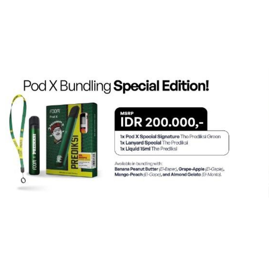 Jual Foom X Pod Kit Prediksi Green Bundle Spesial Edition Liquid Salt