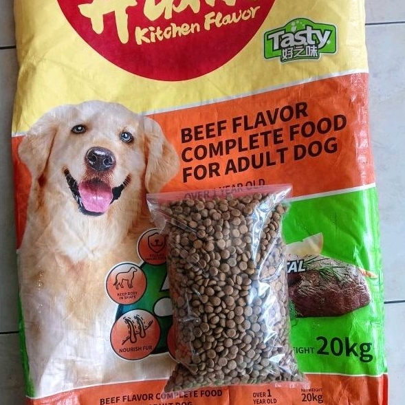 Jual Makanan/pakan anjing/dog food kitchen flavour tasty beef repack