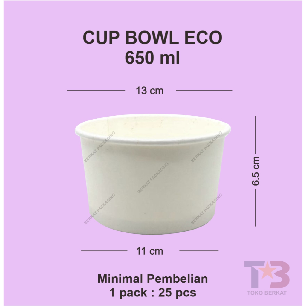 Jual Cup Bowl 650ml 22oz ECO TANPA TUTUP / Paper Bowl 650ml 22oz/ TUTUP ...