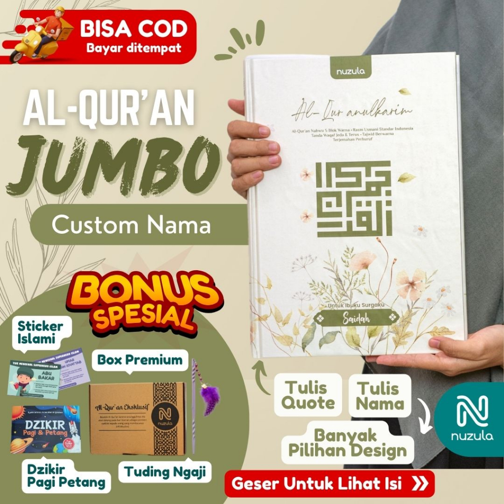 Jual Al Quran Jumbo Custom Nama Hadiah Untuk Orang Tua Ukuran A4 ...