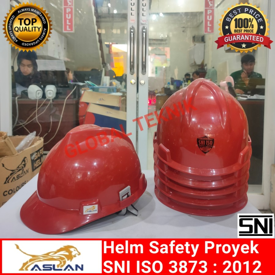 Jual Helm proyek helm safety proyek warna Merah helm Aslan | Shopee