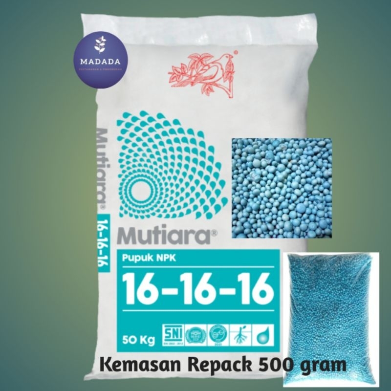 Pupuk NPK MUTIARA 16-16-16 kemasan Repack 500 gram