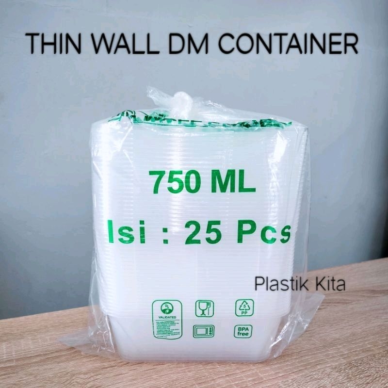 Jual Dm Thinwall 750ml Isi 25pcs Persegi Panjang Food Container