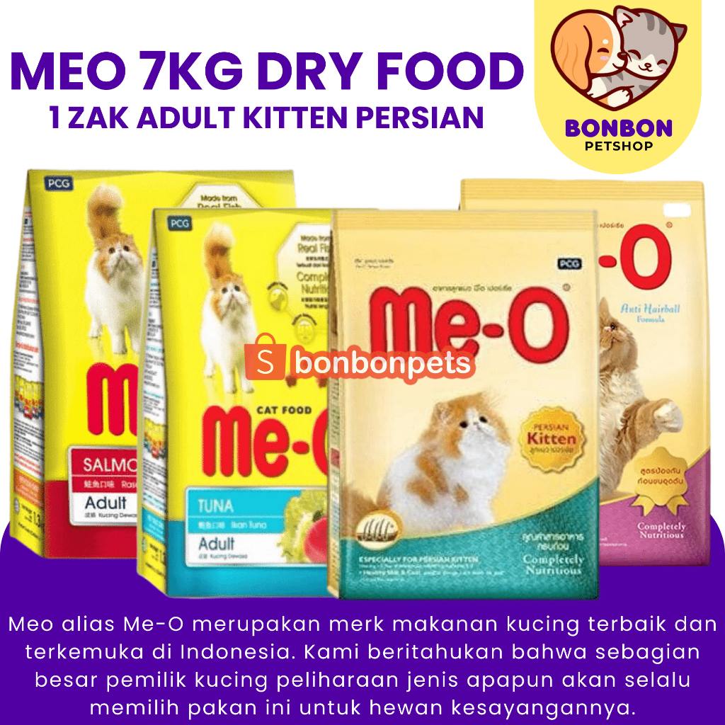 Jual Meo 7kg Dry Food 1 Zak Adult Kitten Persian Me-O Makanan Kering ...