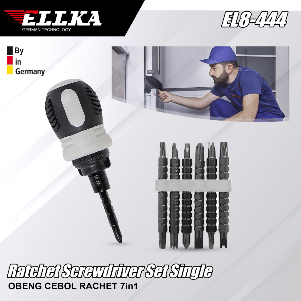 Jual ELLKA - Obeng Rachet 7in1 BB buntek karet Dua Arah bolak balik ...