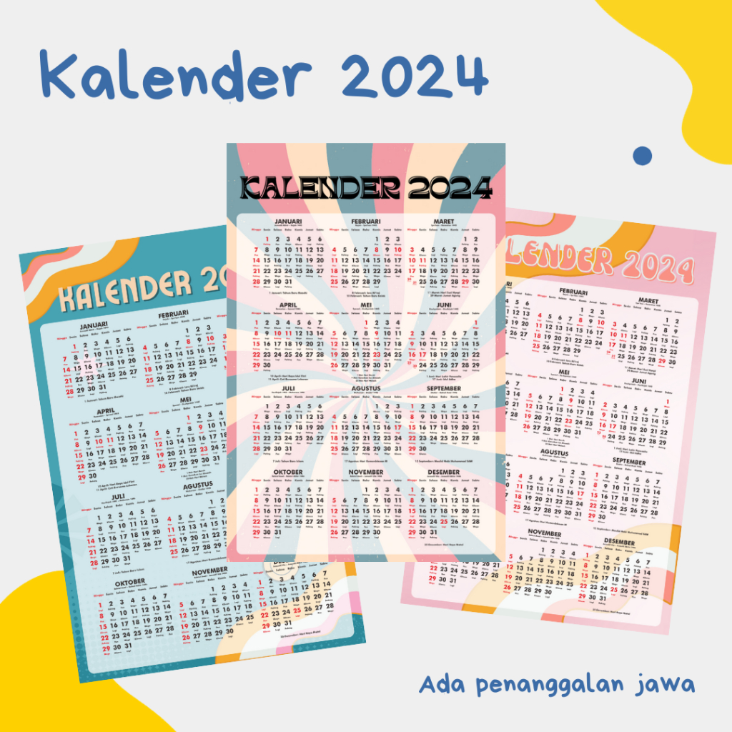 Jual [A3+] Kalender Poster 2024 - Kalender 2024 Custom Kalender 12 ...