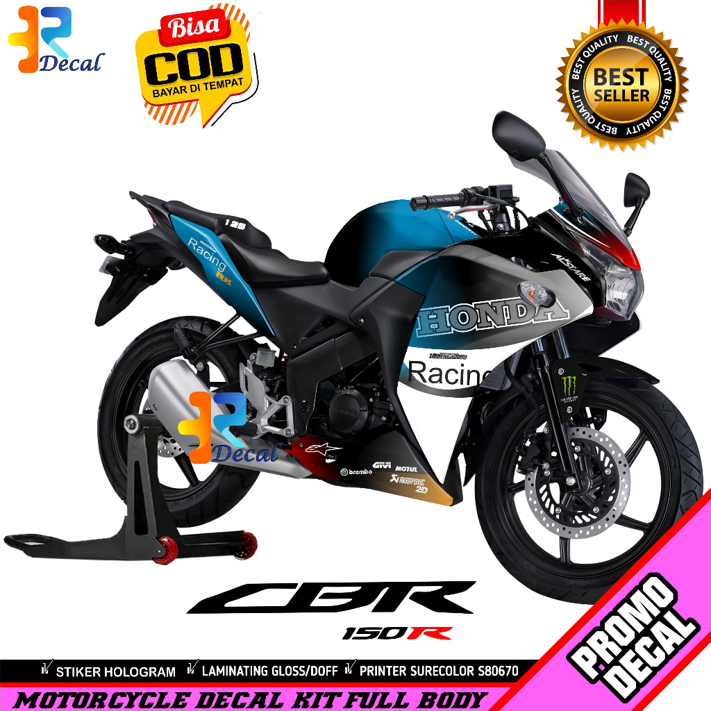 Jual Decal Motor CBR 150R CBU Thailand Underground Desain HRC Sticker ...