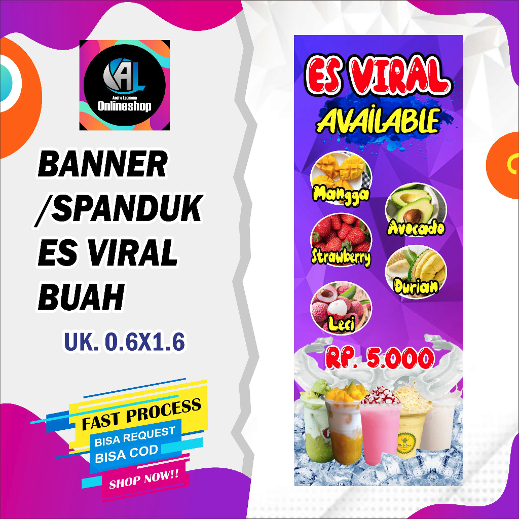 Jual Spanduk Banner Minuman Viral Rasa Buah | Shopee Indonesia