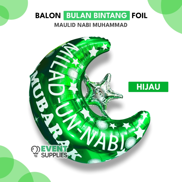 Jual Balon Foil Bulan Bintang Besar Ramadhan Idul Fitri Lebaran Maulid
