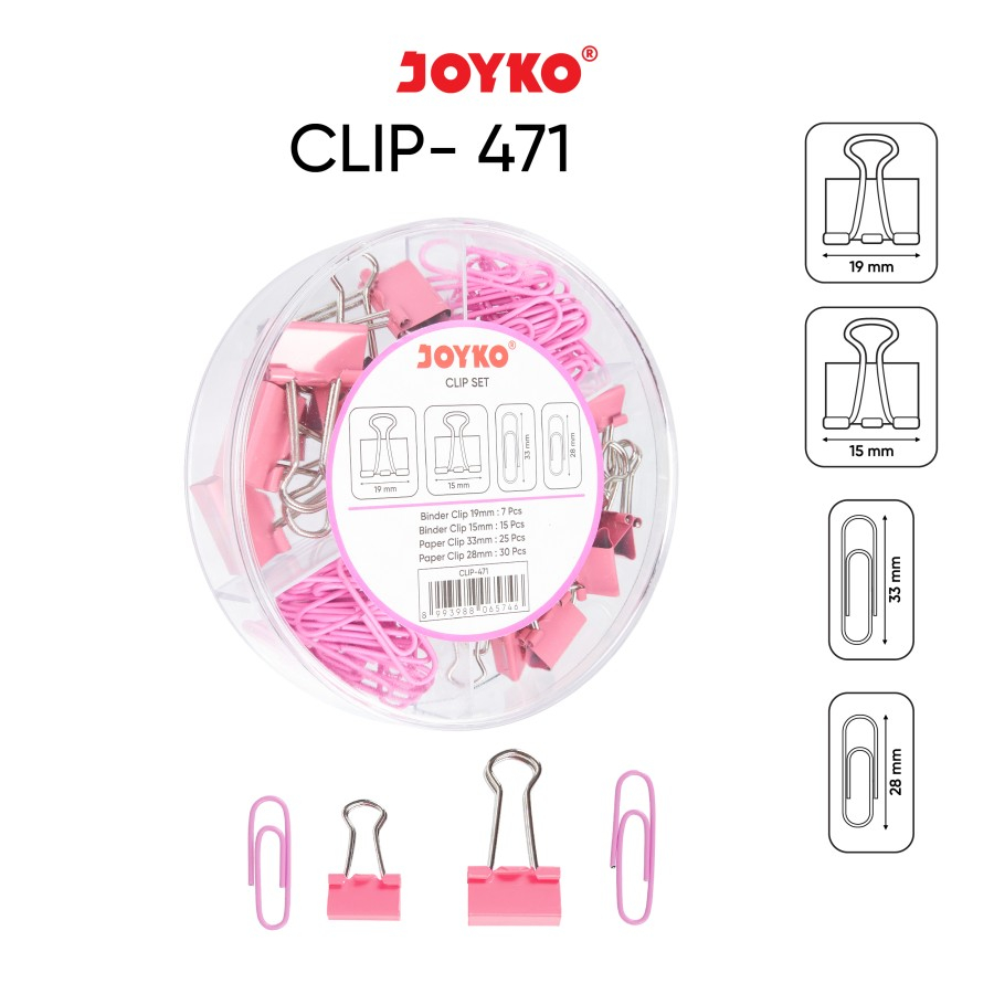 Jual Joyko Clip Set CLIP-470 ~ 471 / Kombinasi Klip Push Pin Binder Set ...