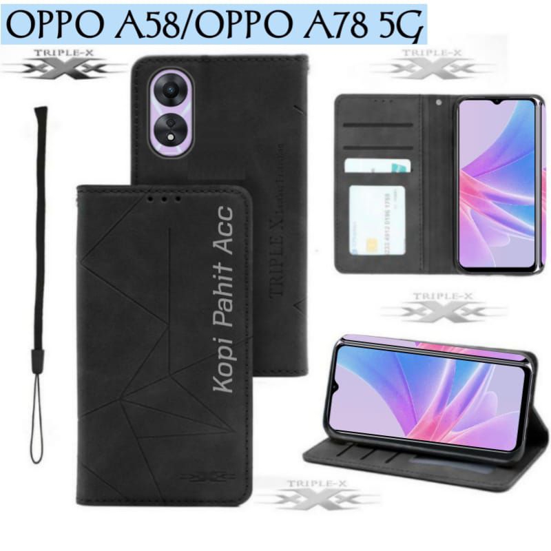 Wallet Case For OPPO A58 5G/A78 5G - Flip Cover With Card Slots, Screen Protector