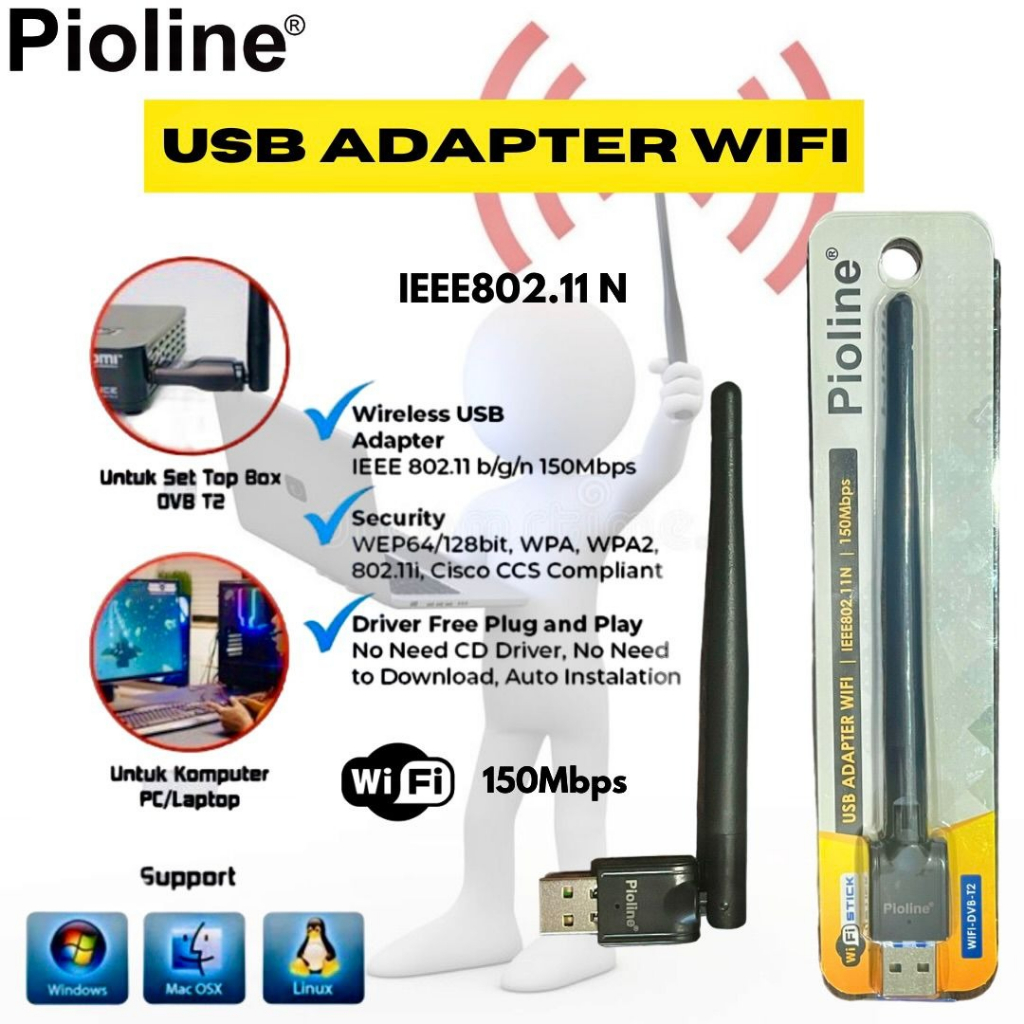 Jual Dongle Antena Adaptor Receiver WIFI USB SET TOP BOX PIOLINE 150