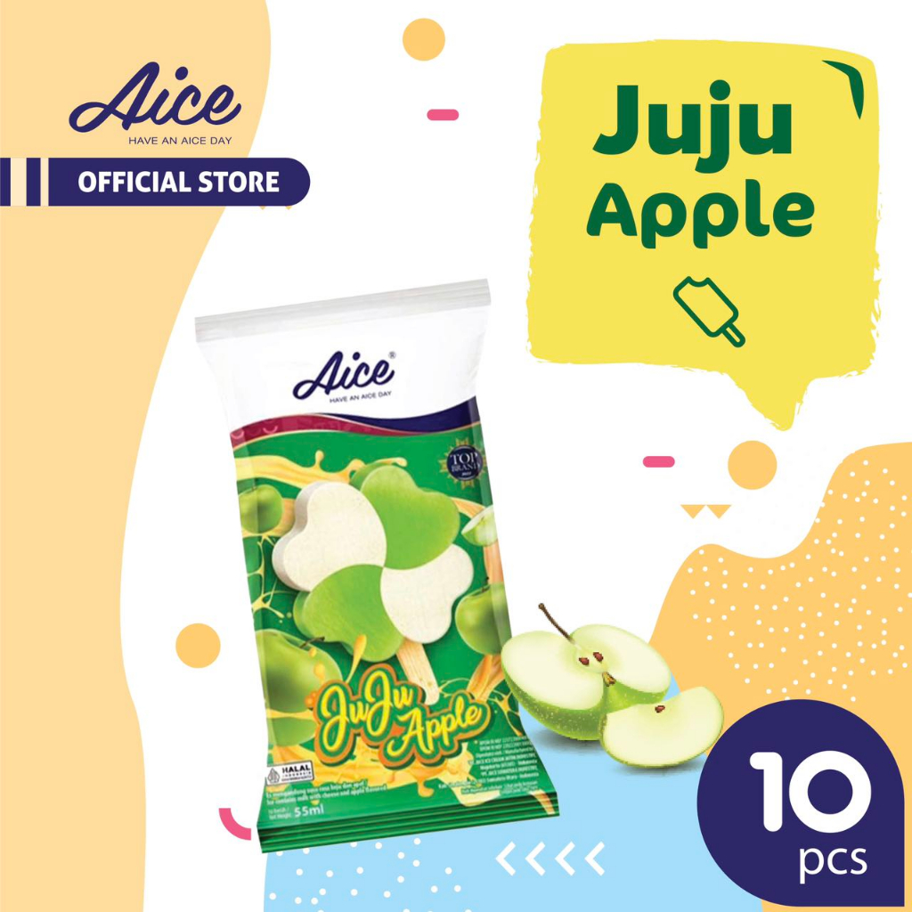Jual Aice Ice Cream Juju Apple stick isi 10pcs Es krim, Aice Ice Cream Moong Bean 10pcs eskrim