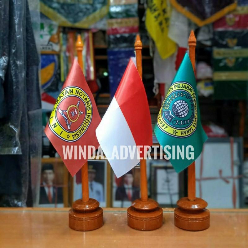 Jual 1 Paket Bendera IPPAT Bendera Merah Putih Bendera Notaris + Tiang ...