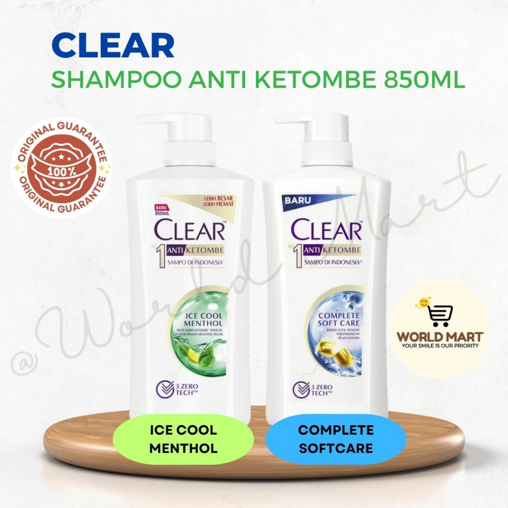 Jual Clear Shampoo Anti Ketombe Dandruff Ice Cool Menthol Complete Softcare 850ml Shopee