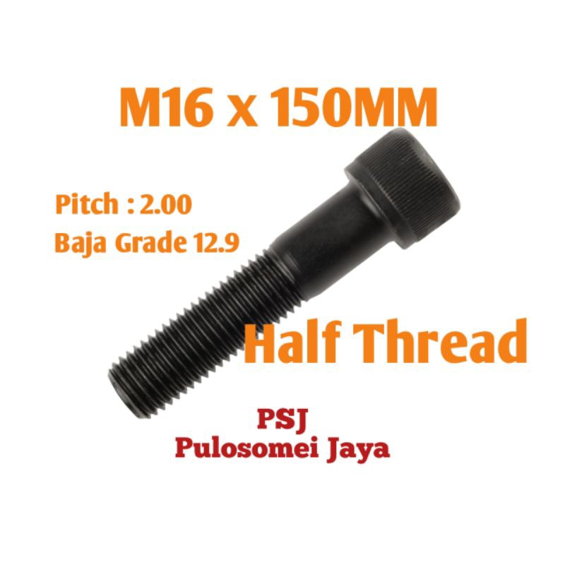 Jual Baut L Baja M16 X 150 / Socket Head Kunci L Grade 12.9 / HT ...