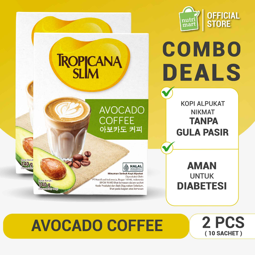 Jual Twin Pack Tropicana Slim Avocado Coffee 10 Sachet Kopi Susu