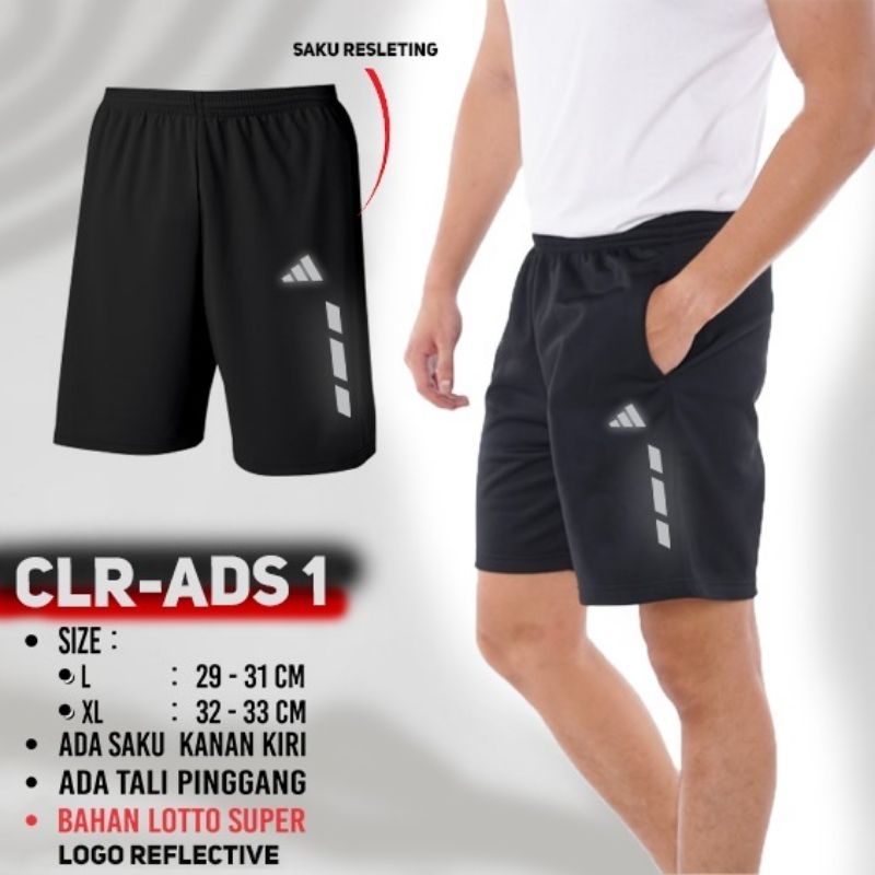 Jual Celana Pendek Hitam Logo Reflective Training Shorts Pants Black