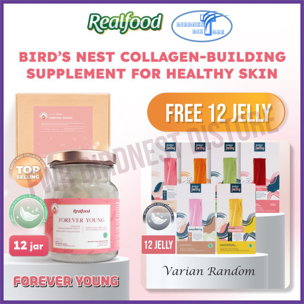 Jual Realfood Forever Young 12 Jar Free Jelly Bird Nest Collagen Drink