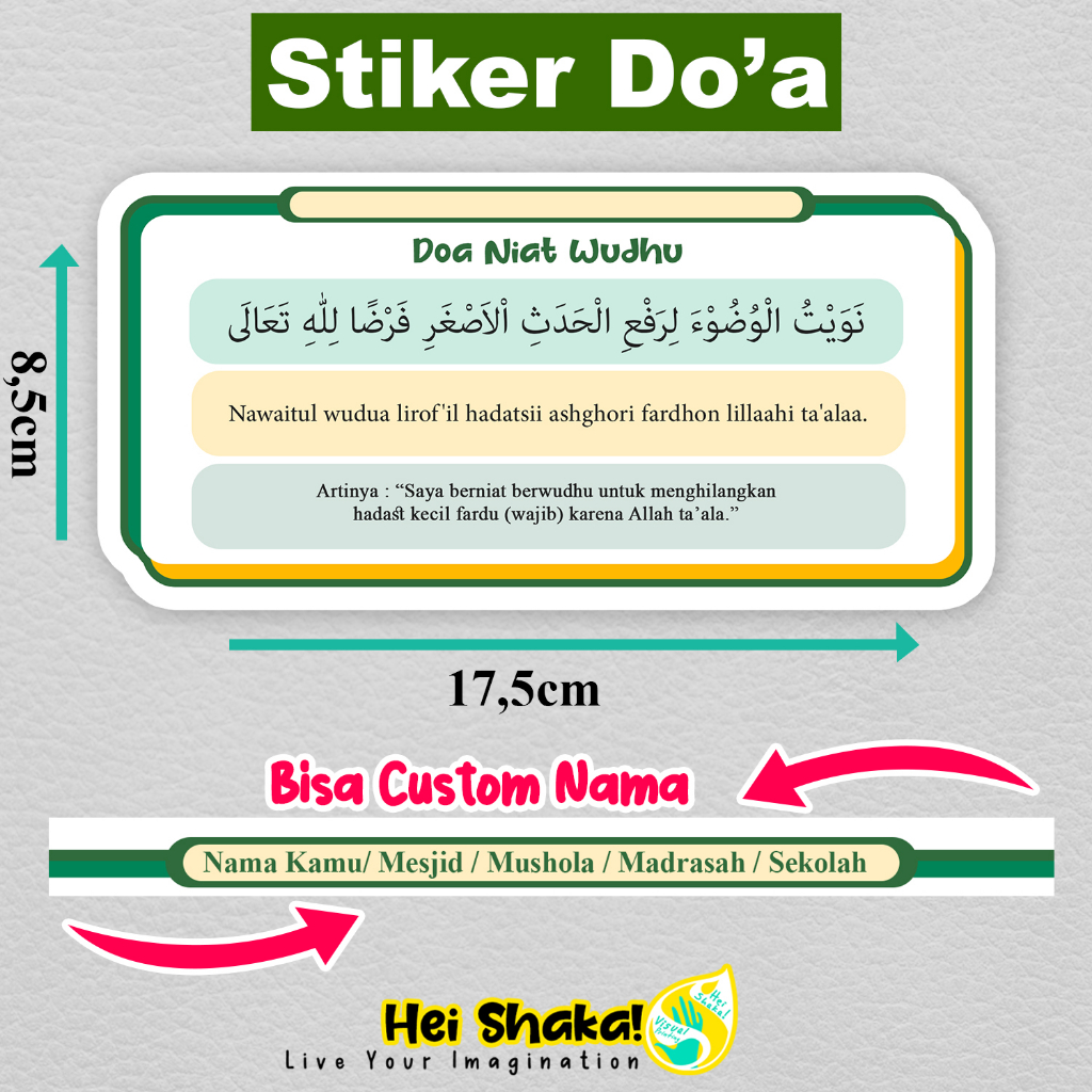 Jual (Bisa Custom) Heishaka Stiker Doa Niat Wudhu Sticker Seri Do'a ...