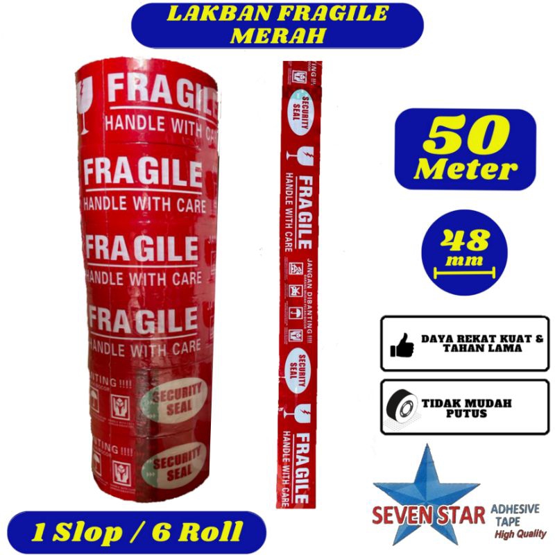 Jual Lakban Fragile Merah Seven Star 48mm x 50 meter Slop - Lakban Daya ...