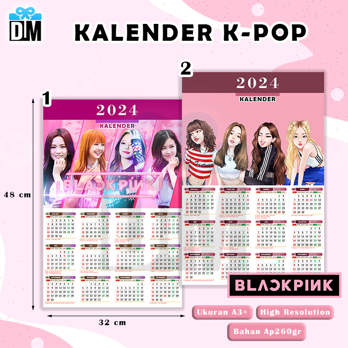 Jual Kalender Calendar Tahunan 2024 2025 2026 KPOP BTS BLACKPINK CUSTOM