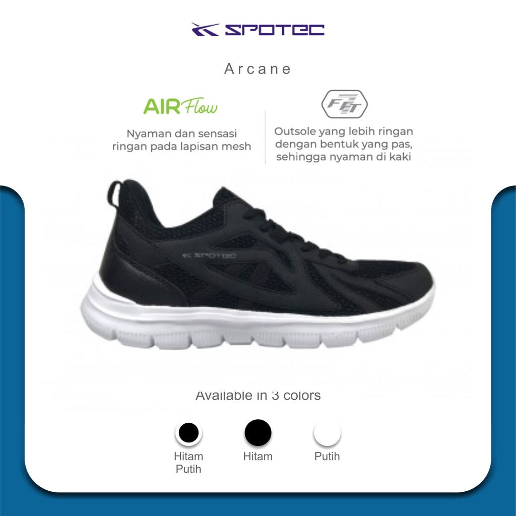 Jual SPOTEC Sepatu STUDENT Artikel ARCANE hitam-putih | Original Spotec ...