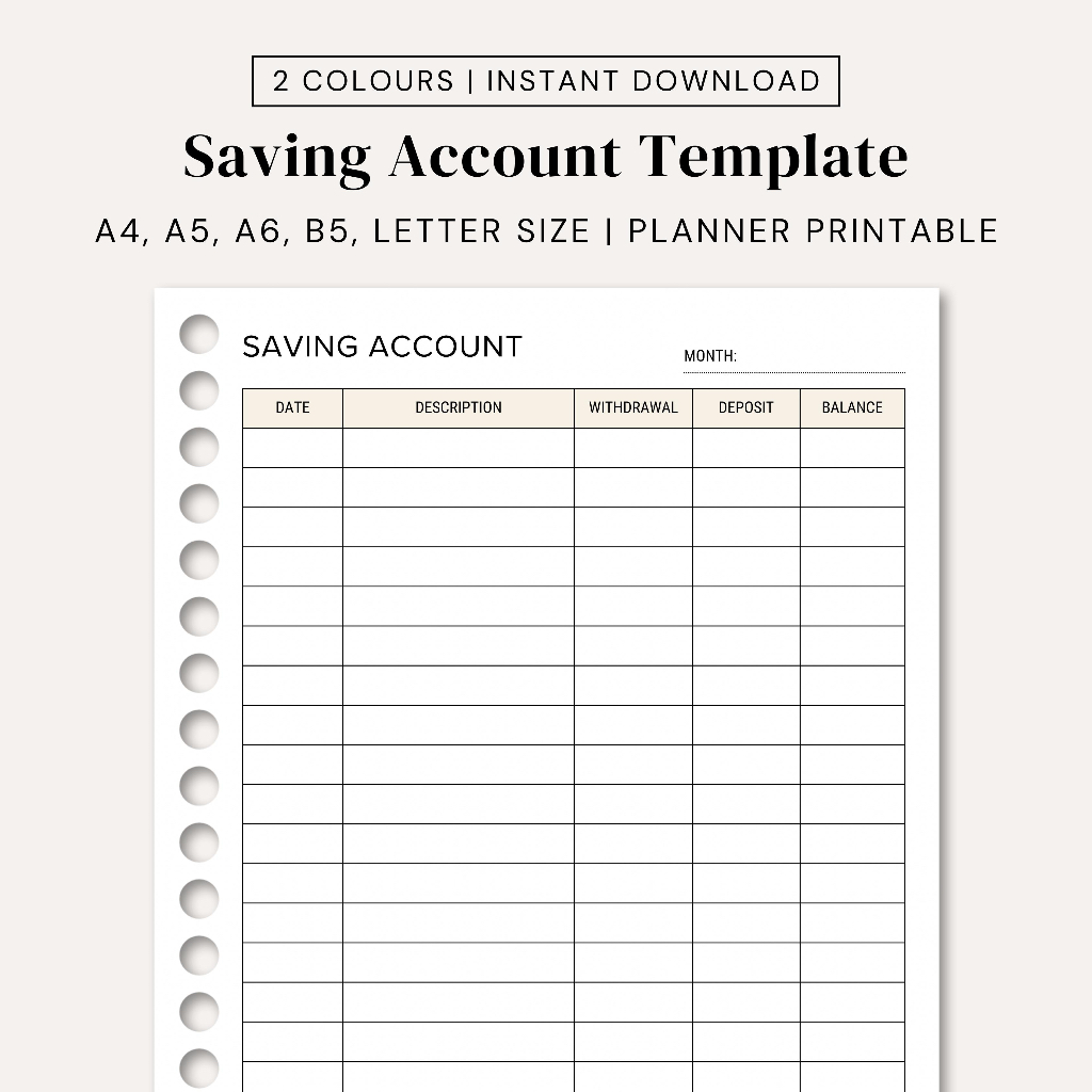 Jual Savings Account Sheet Printable, Personal Savings Tracker ...