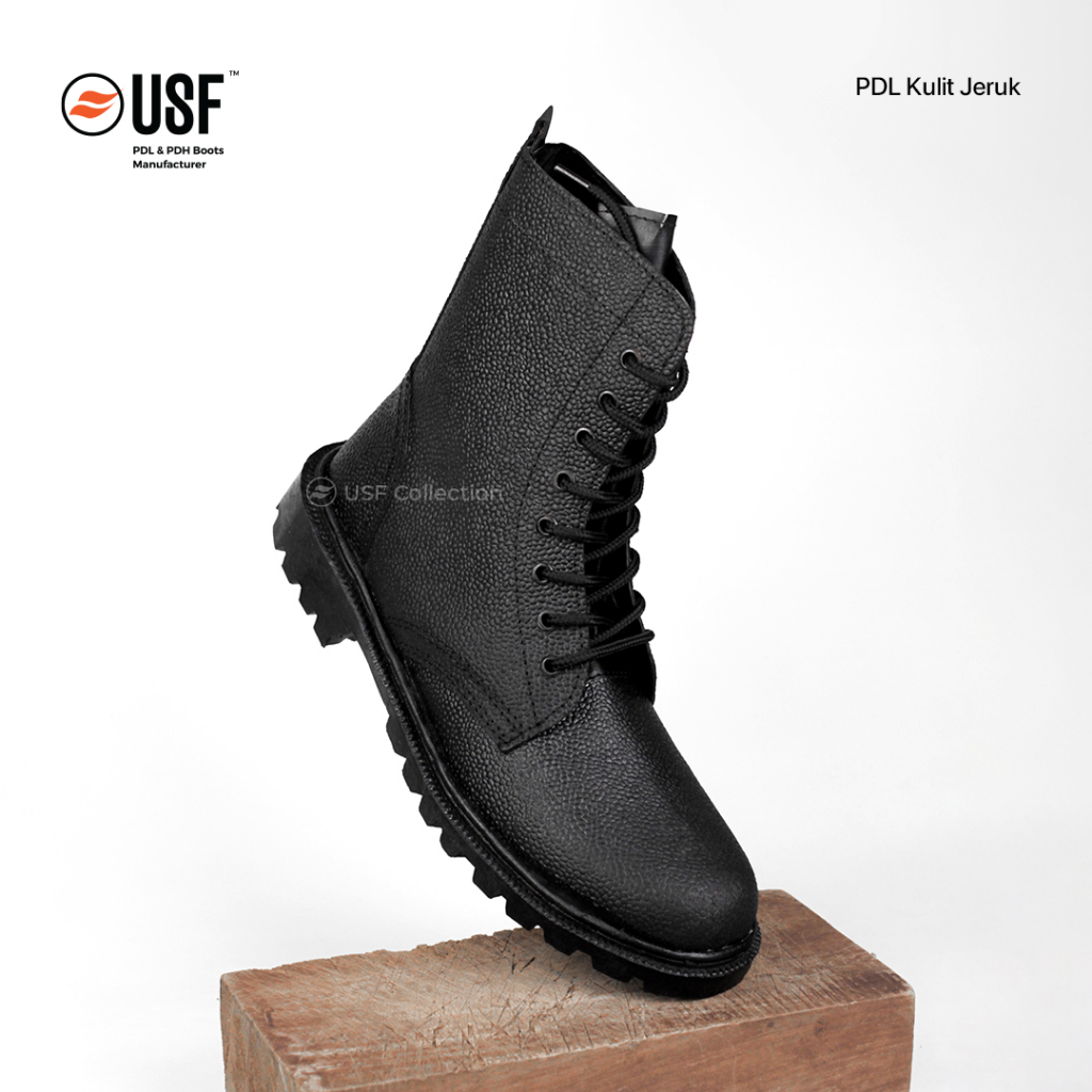 Jual Sepatu Pdl Kulit Jeruk Safety Boots Sepatu Tni Satpam Linmas Security Shopee Indonesia