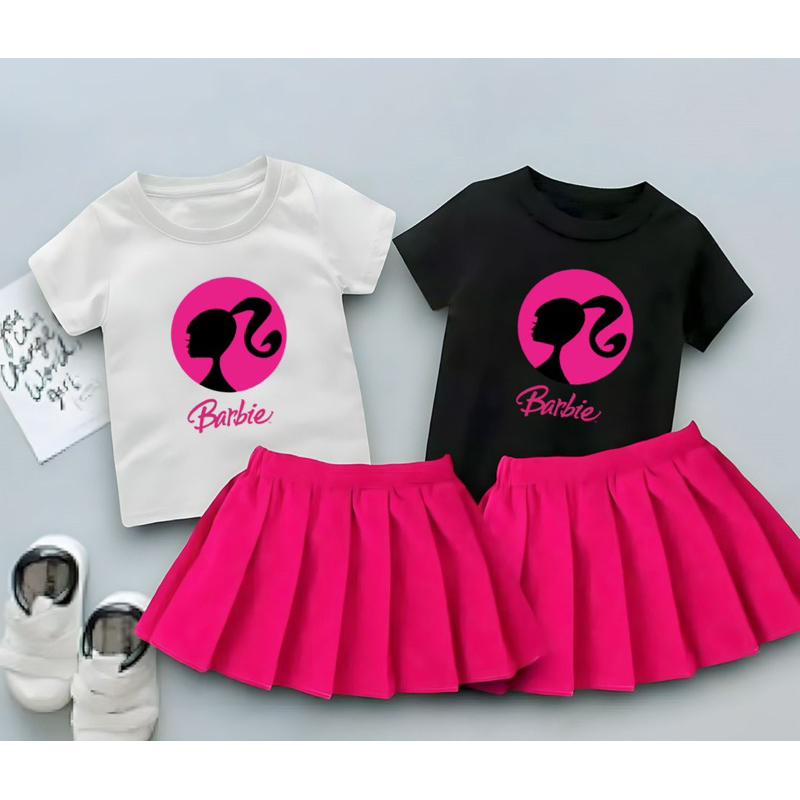 Jual Setelan Anak Perempuan Baju Kaos Barbie Viral Set Dres Anak ...