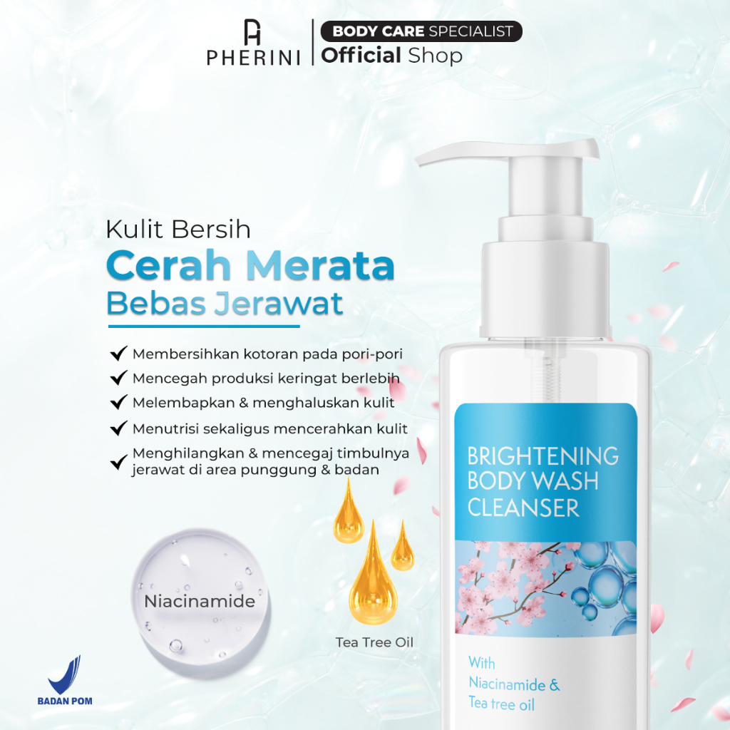 Jual PHERINI Brightening Body Wash Cleanser Sabun Mandi Cair + Underarm ...